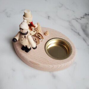 RARE Collectable Lights Winter Child + Sledge + Snowman Tealight Holder GERMANY